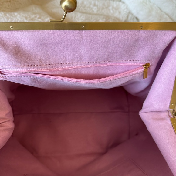 🧁🍡LARGE LEATHER PINK KISS LOCK BAG🍡🧁NEVER USED - Picture 3 of 8